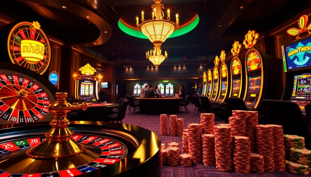 Experience the thrill of nh88 casino games with luxurious poker tables and dazzling slot machines.