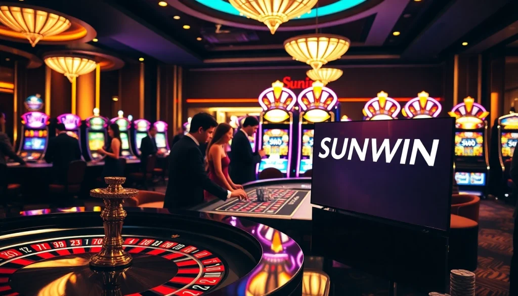 Experience thrilling casino action with SUNWIN roulette and slot games in a vibrant setting.
