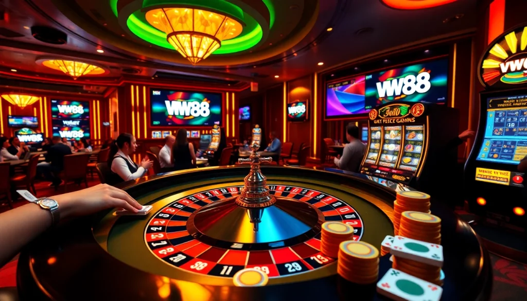 Players engaging at a lively roulette table, showcasing the excitement of WW88 casino gaming.