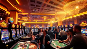 Experience the excitement of SLOTS8 at a vibrant casino, featuring thrilling slot machines and active gameplay.