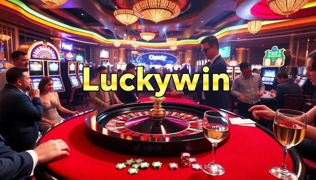 Experience the thrill of winning at Luckywin with vibrant casino visuals, roulette, and poker action.