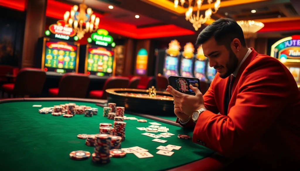 Experience thrilling gameplay at 789club with vibrant poker chips and glamorous casino settings.