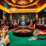 Exciting casino scene featuring King88 logos on luxury tables and engaging players in vibrant gameplay.