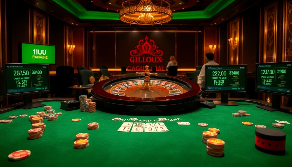Exciting casino scene at 11UU with colorful chips and a roulette wheel, capturing the thrill of gambling.