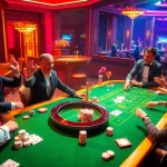 Players enjoying a thrilling game at a sunwin casino table, showcasing excitement and action.