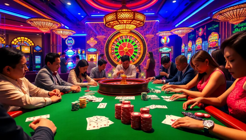 Engaging poker players at a luxurious table ties to https://s8com.co/ for a vibrant casino experience.