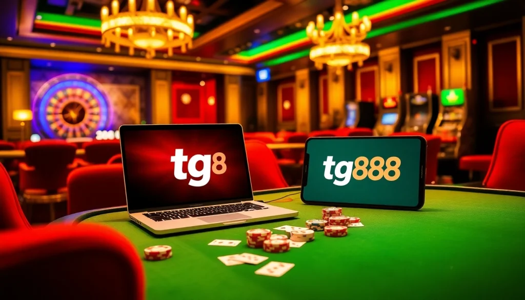 Engage with tg88 at an upscale casino table showcasing poker action and modern gaming experiences.