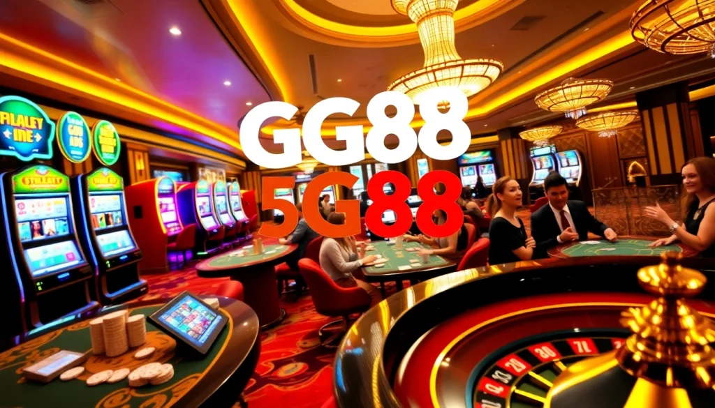 Players enjoying various games at the luxury GG88 casino environment