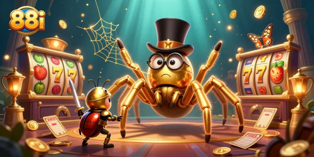 Experience the thrill of 88i with a dynamic 3D casino scene showcasing vibrant slot games and stunning visuals.