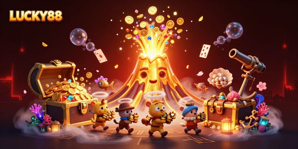 Engage with the thrilling eruption of treasure and excitement at LUCKY88 casino!