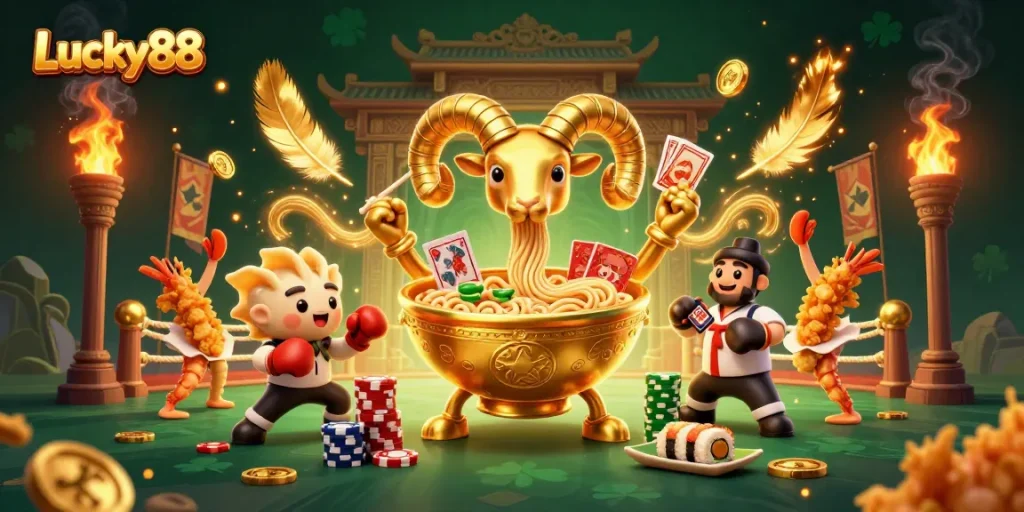 Experience thrilling Lucky88 gameplay with dynamic characters and vibrant casino elements.